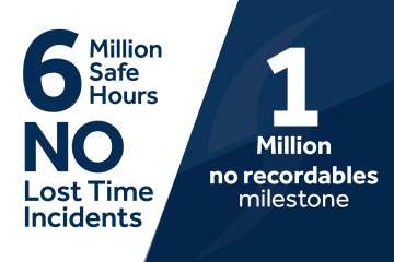 6 million safe hours 1 million no recorded injury